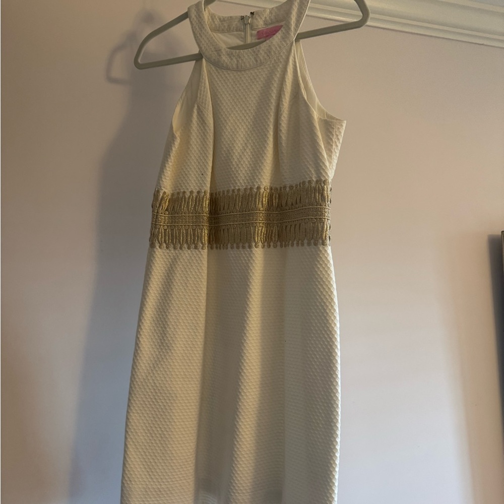Lilly Pulitzer White Dress with Gold Accents